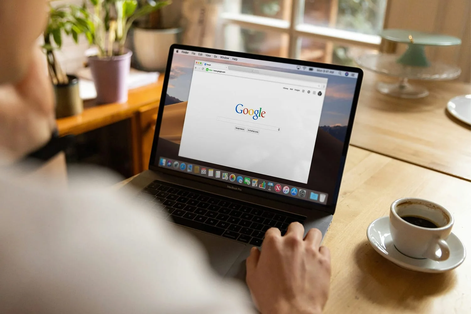 A laptop showing Google search results